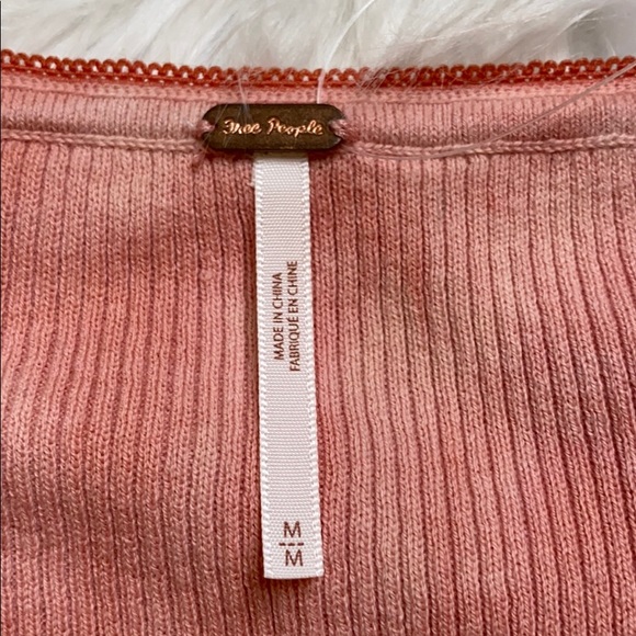 Free People Peach/Pink Combo Shirt w/ Buttons - Picture 6 of 6